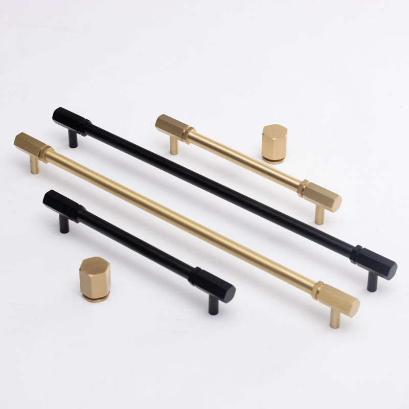 Hexa Bar Pull Handle Brushed Brass and Matt Black Preorder