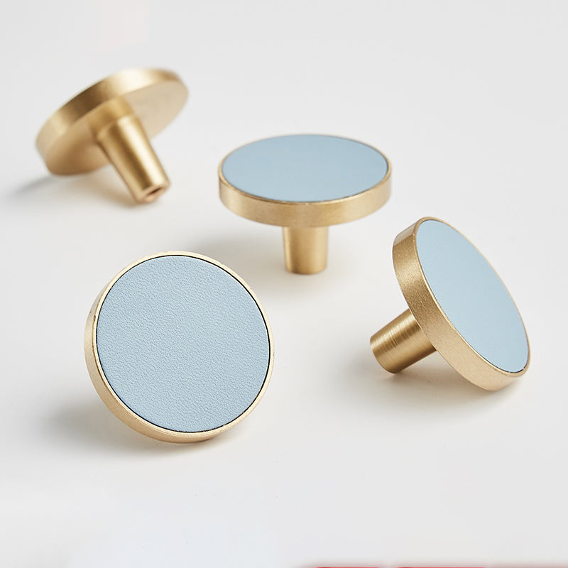 Beaumont Leather + Brass Knob - Celeste Blue - Preorder